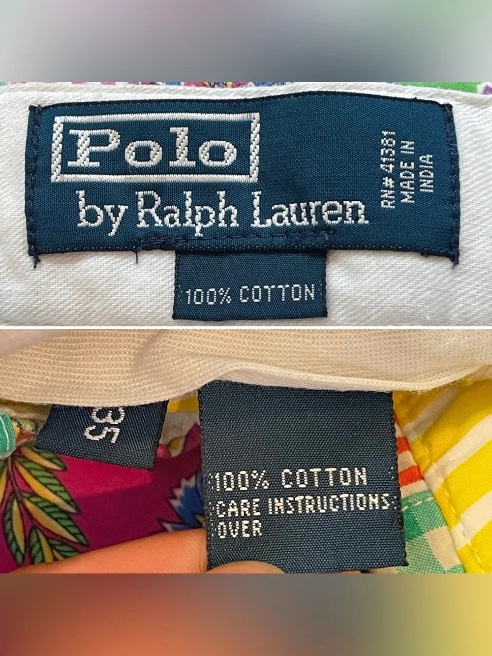 Polo Ralph Lauren Vintage Y2K patchwork colorblock colorful Cotton Shorts 35